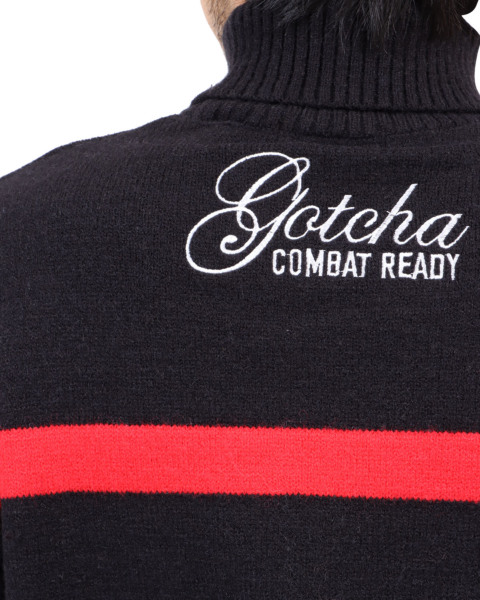 新品GOTCHA GOLFガッチャゴルフ タートルネックセーター 黒赤 XL