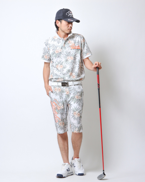 GOTCHA GOLF] DRY 4way ストレッチ ネオン カラー使い ボタニカル 