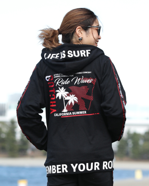 gotoha プルオーバーパーカー フーディ スウェット 古着男女 黒 SURF