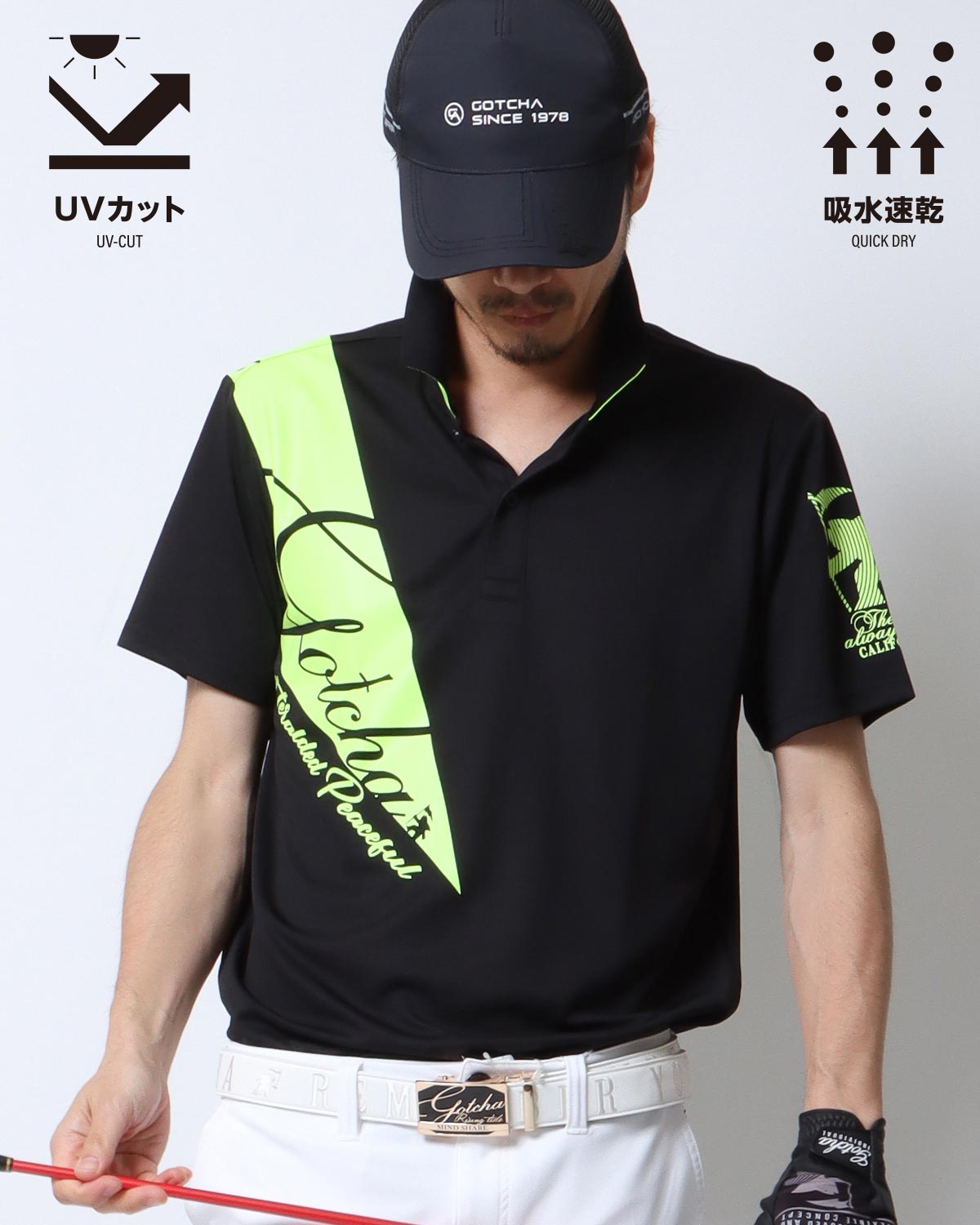 ガッチャ ゴルフ GOTCHA GOLF ポロシャツ 黒 XXL - ウエア