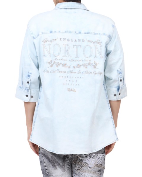 Norton] ホワイト ブリーチ 薄手 デニム 6分袖 シャツ | PEET（ピート