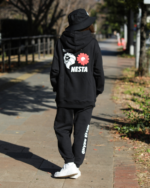 NESTA BRAND] ドロップショルダー 裏毛 フラワー グラフィック 